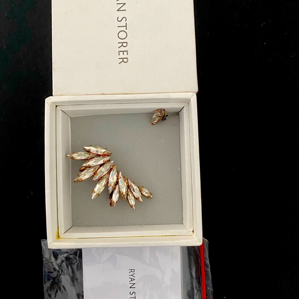 Ryan Storer crystal statement ear cuff and matching stud.